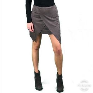 FAUX SUEDE WRAP SKIRT